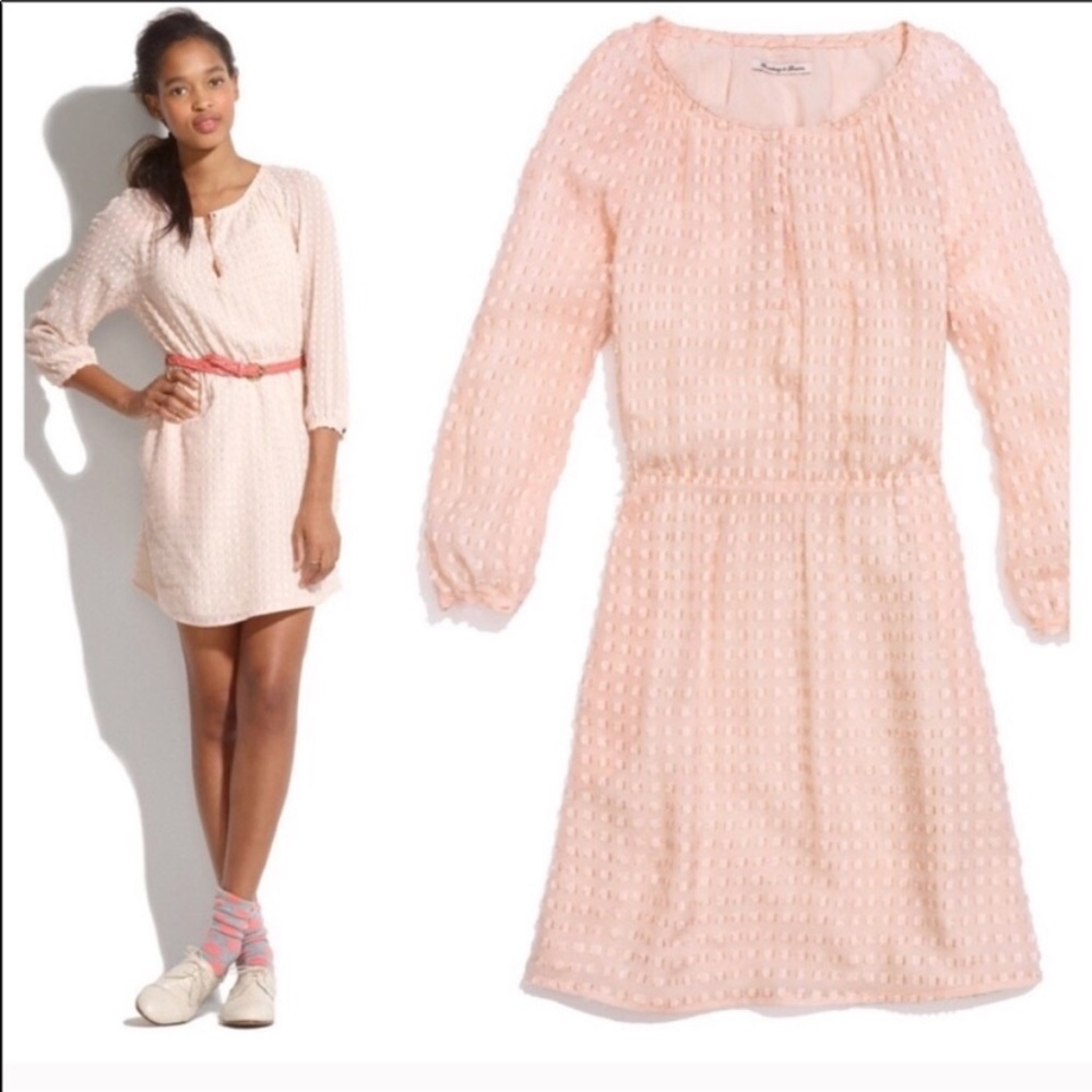 MADEWELL Silk Blush Pink Peasant Dress